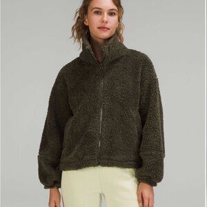 Lululemon Cinchable Olive Green Teddy Jacket